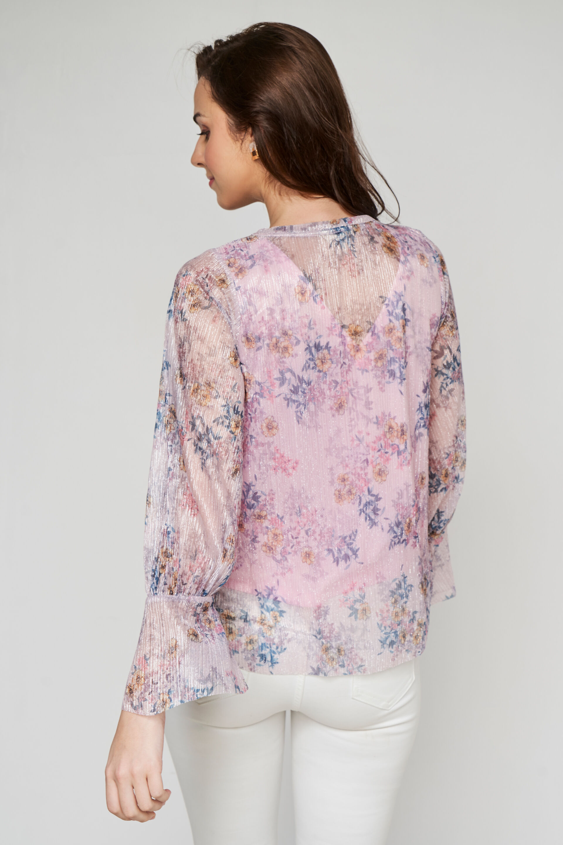 Purple Floral Flared Top, Purple, image 5
